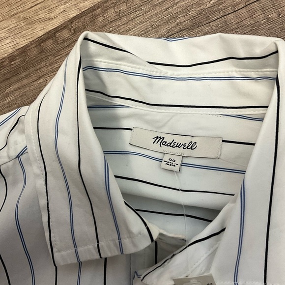 Madewell Women’s 100% Cotton Asymmetric Wrap Button-Up Shirt Size 00 Striped - Picture 6 of 15